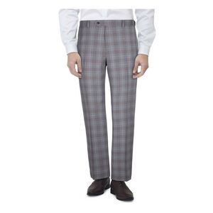 TALLIA Mens Gray Flat Front, Tapered, Plaid Slim Fit Pants 30W/ 32L